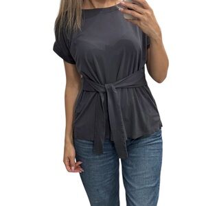 In perfect condition J. Jill Gray Cuffed Sleeve Tie Front Blouse size Medium